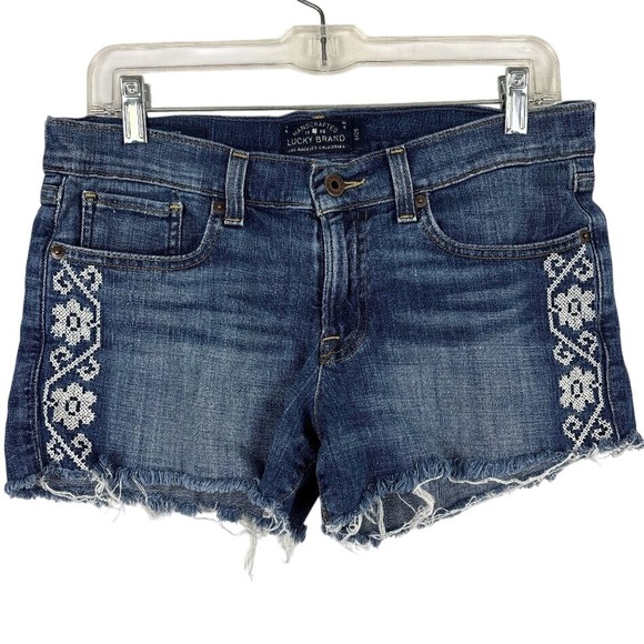 Lucky Brand Pants - Lucky‎ Brand Denim Shorts Women's 6/28 Cutoff Frayed Hem Embroidered Floral